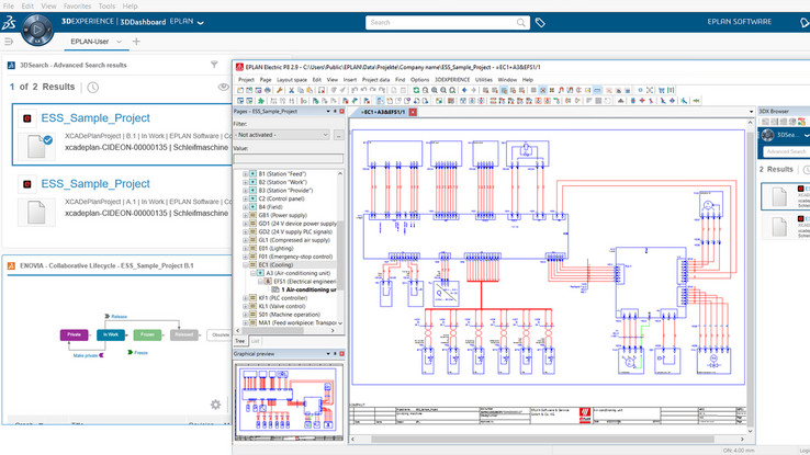 EPLAN und 3DExperience von Dassault Systèmes im Einklang: Der PLM 3DExperience Connector automatisiert Routineaufgaben.